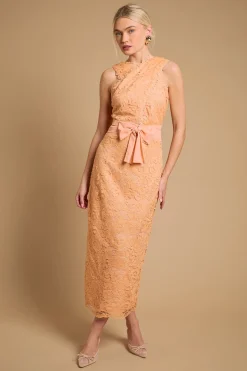 Oasis Robe Mi-longue Dos Nu En Dentelle Brodée Sur Tulle<Femme Robes Mi-Longues|Satin Et Dentelle