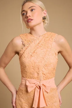 Oasis Robe Mi-longue Dos Nu En Dentelle Brodée Sur Tulle<Femme Robes Mi-Longues|Satin Et Dentelle