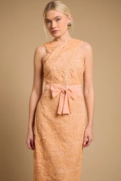 Oasis Robe Mi-longue Dos Nu En Dentelle Brodée Sur Tulle<Femme Robes Mi-Longues|Satin Et Dentelle
