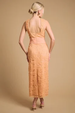 Oasis Robe Mi-longue Dos Nu En Dentelle Brodée Sur Tulle<Femme Robes Mi-Longues|Satin Et Dentelle