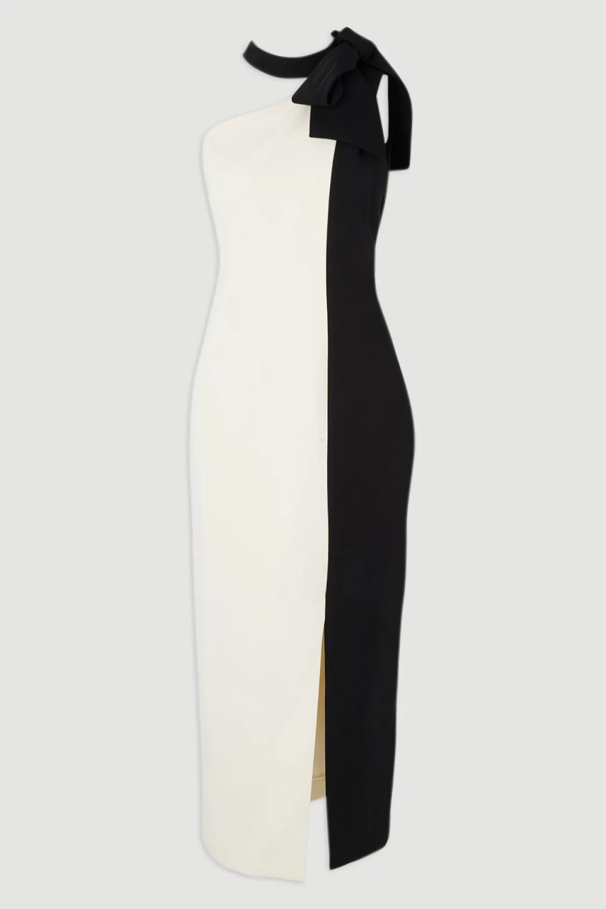 KarenMillen Robe Mi-Longue Douce à Blocs de Couleur avec Col Nœud Papillon Ajustée<Femme Tailleurs|Robes Mi-Longues