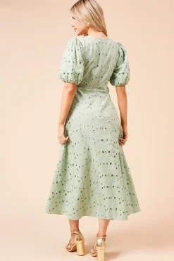 Dorothy Perkins Robe Mi-Longue DP Luxe en Dentelle à Manches Bouffantes<Femme Robes Mi-Longues|Satin Et Dentelle