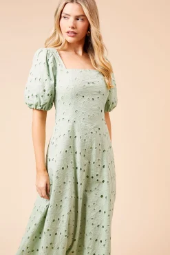 Dorothy Perkins Robe Mi-Longue DP Luxe en Dentelle à Manches Bouffantes<Femme Robes Mi-Longues|Satin Et Dentelle