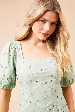 Dorothy Perkins Robe Mi-Longue DP Luxe en Dentelle à Manches Bouffantes<Femme Robes Mi-Longues|Satin Et Dentelle