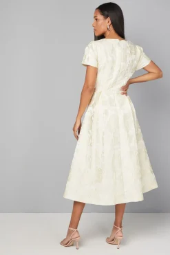 Robe Mi-longue à Détails de Coutures Jacquard