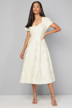 Robe Mi-longue à Détails de Coutures Jacquard