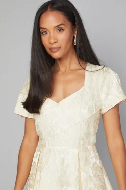 Robe Mi-longue à Détails de Coutures Jacquard