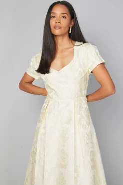 Robe Mi-longue à Détails de Coutures Jacquard