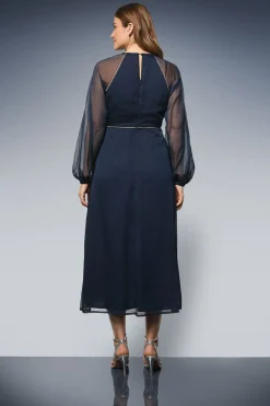 Robe Mi-Longue à Détails Ornementés