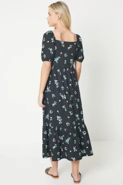 Dorothy Perkins Robe Mi-Longue à Encolure Carrée et Jupe à Volants en Jersey Imprimé Petite<Femme Robes|Robes Mi-Longues