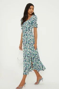 Dorothy Perkins Robe Mi-Longue à Encolure Cœur Motif Floral<Femme Robes Mi-Longues|Robes
