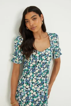 Dorothy Perkins Robe Mi-Longue à Encolure Cœur Motif Floral<Femme Robes Mi-Longues|Robes