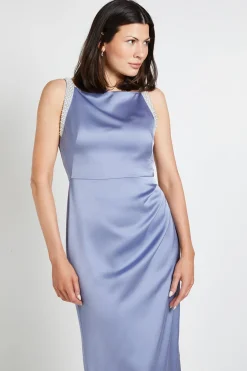 Robe Mi-longue En Crêpe Ornée De Détails