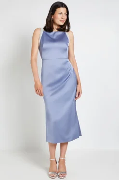 Robe Mi-longue En Crêpe Ornée De Détails