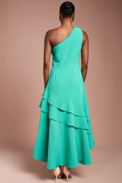 Coast Robe Mi-longue en Crêpe à Une Épaule avec Corsage à Volants<Femme Toutes Les Robes|Robes Mi-Longues