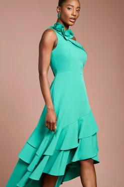 Coast Robe Mi-longue en Crêpe à Une Épaule avec Corsage à Volants<Femme Toutes Les Robes|Robes Mi-Longues