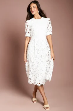 Coast Robe Mi-Longue en Dentelle à Manches Courtes<Femme Robes Mi-Longues|Satin Et Dentelle