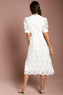 Coast Robe Mi-Longue en Dentelle à Manches Courtes<Femme Robes Mi-Longues|Satin Et Dentelle
