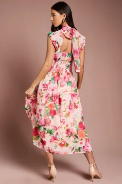 Coast Robe Mi-longue en Georgette Imprimée avec Détails Froncés<Femme Toutes Les Robes|Robes Mi-Longues