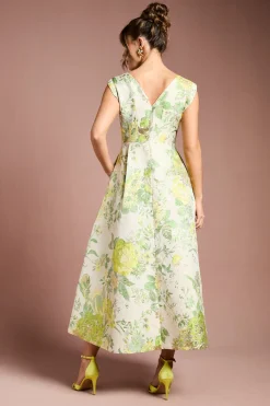 Coast Robe Mi-longue en Jacquard Fleuri<Femme Robes|Robes Mi-Longues