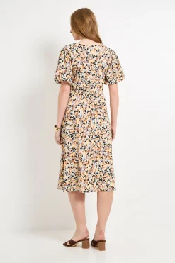 Wallis Robe Mi-longue En Jersey Abstrait À Manches Bouffantes Froncées<Femme Robes|Robes Mi-Longues