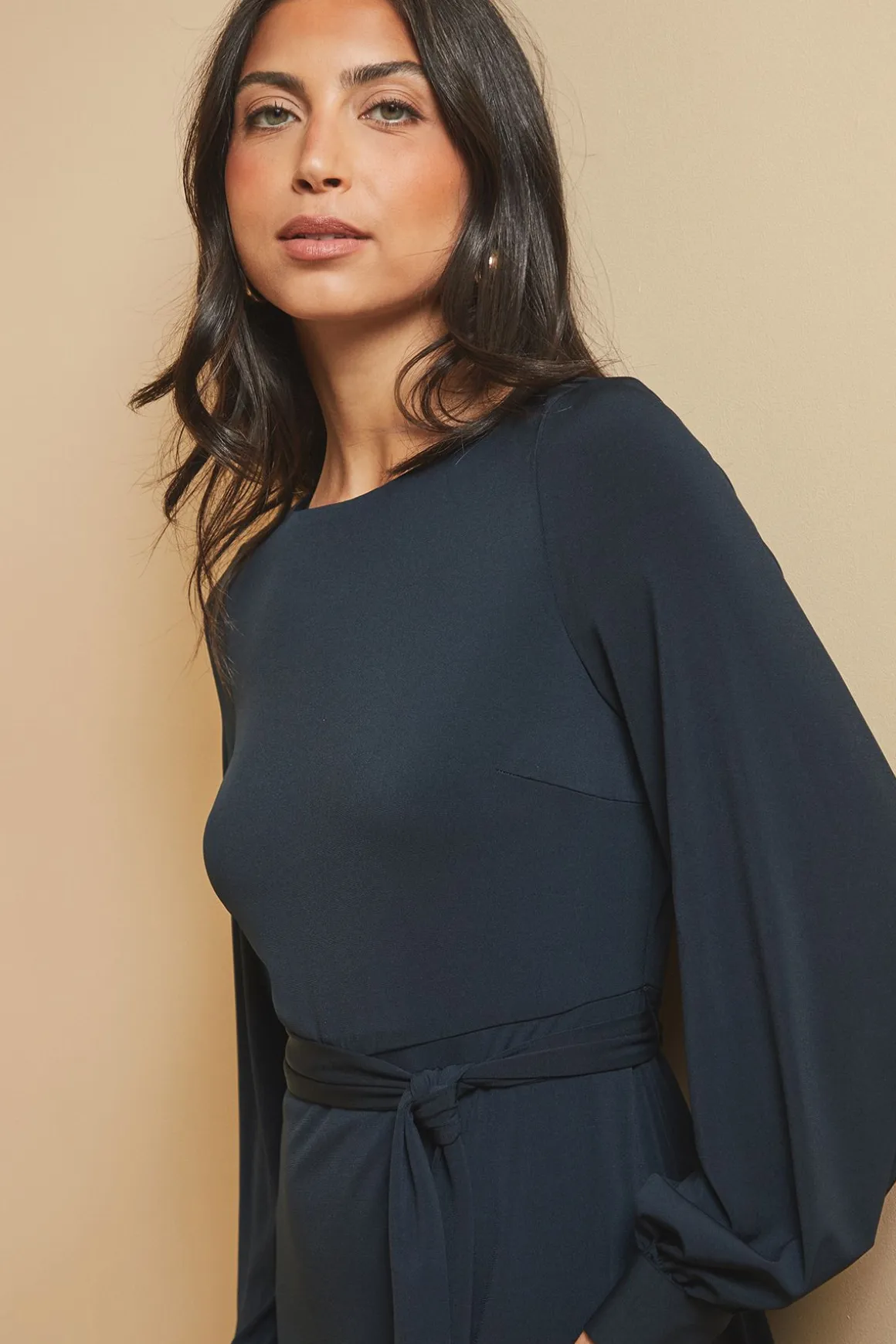 Robe Mi-Longue en Jersey à Ceinture