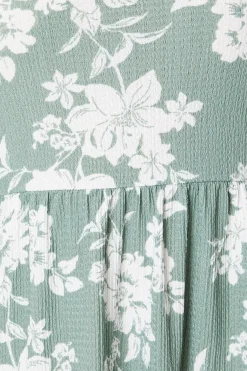 Robe Mi-Longue en Jersey à Imprimé Floral et Manches Volantées