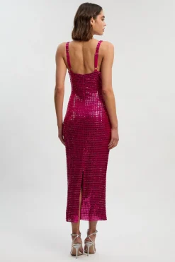 Robe Mi-Longue en Jersey Ornée de Cristaux Premium