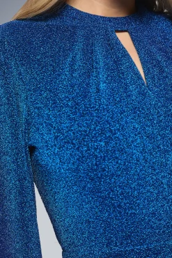 Robe Mi-Longue en Jersey Pailleté DP Luxe avec Détail Trou de Serrure