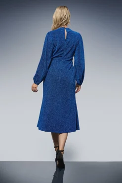 Robe Mi-Longue en Jersey Pailleté DP Luxe avec Détail Trou de Serrure