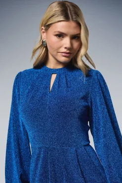 Robe Mi-Longue en Jersey Pailleté DP Luxe avec Détail Trou de Serrure