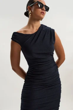 KarenMillen Robe Mi-Longue en Jersey Texturé Froncé<Femme Toutes Les Robes|Robes D’Automne