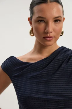 KarenMillen Robe Mi-Longue en Jersey Texturé Froncé<Femme Toutes Les Robes|Robes D’Automne