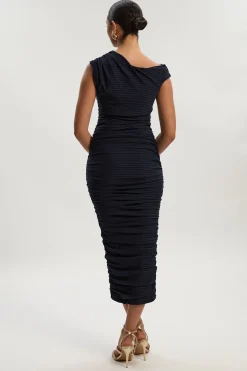 KarenMillen Robe Mi-Longue en Jersey Texturé Froncé<Femme Toutes Les Robes|Robes D’Automne