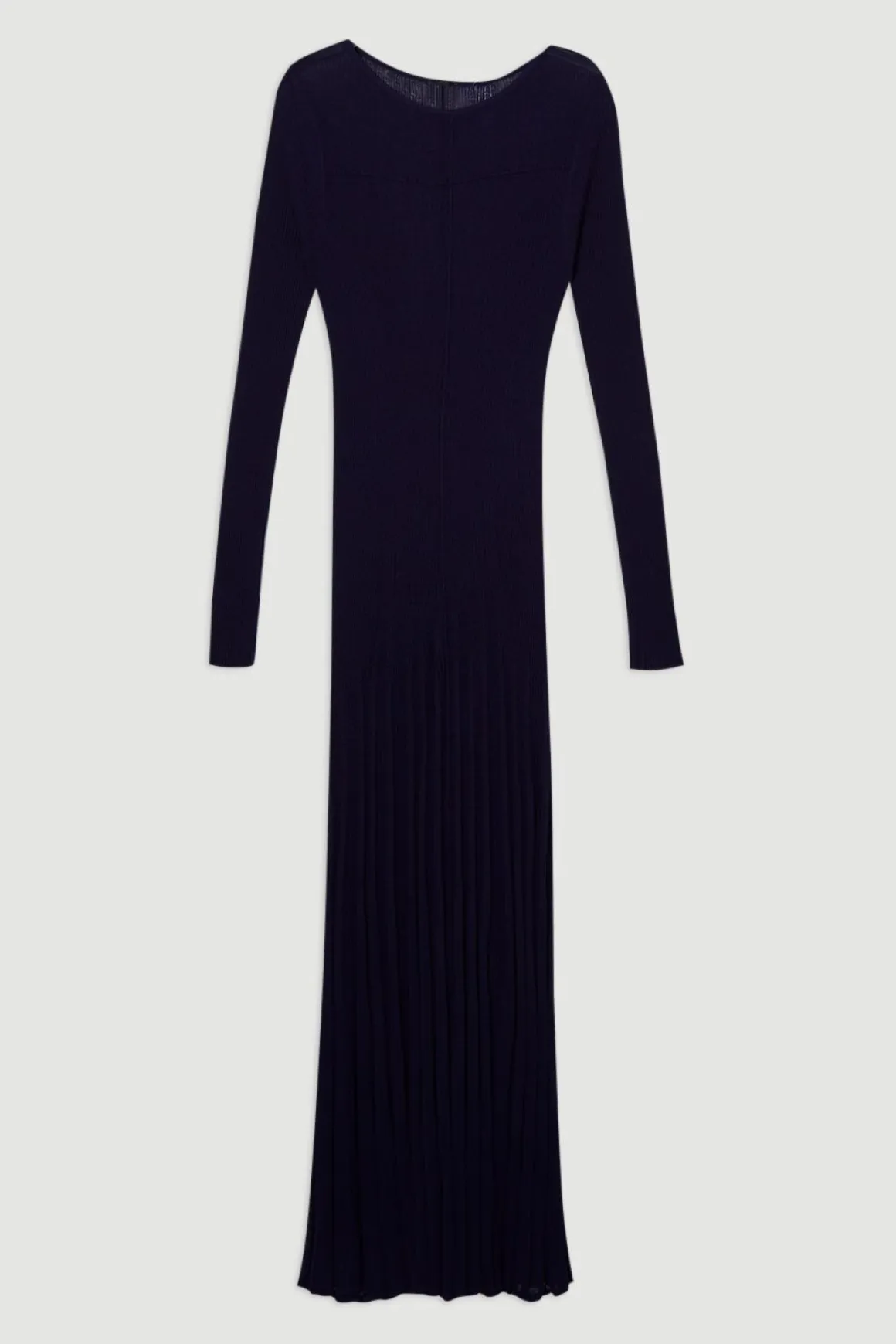 Robe Mi-Longue en Maille Côtelée Transparente Fluide