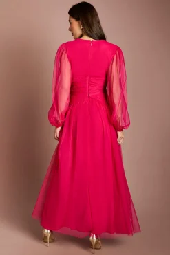 Coast Robe Mi-longue En Maille Plissée<Femme Robes À Manches Longues|Robes