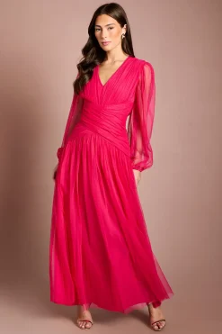 Coast Robe Mi-longue En Maille Plissée<Femme Robes À Manches Longues|Robes