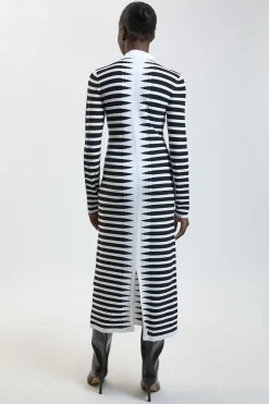 KarenMillen Robe Mi-longue En Maille Viscose À Motifs Géométriques Texturés<Femme Robes Mi-Longues|Robes À Manches Longues