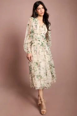 Robe Mi-longue En Mesh À Imprimé Floral