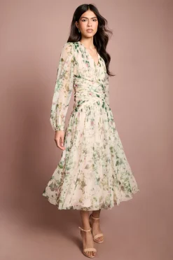 Robe Mi-longue En Mesh À Imprimé Floral
