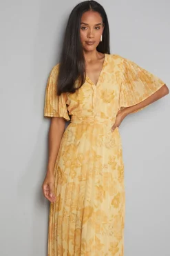 Wallis Robe Mi-longue en Mousseline Florale à Manches Plissées<Femme Toutes Les Robes|Robes Mi-Longues