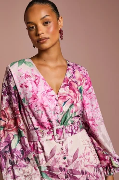 Robe Mi-Longue en Mousseline à Manches Longues avec Ceinture - Taille Petite