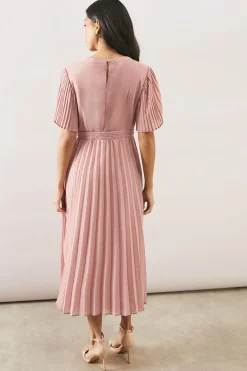 Wallis Robe Mi-Longue en Mousseline à Manches Plissées<Femme Toutes Les Robes|Robes Mi-Longues