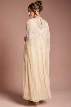 Robe Mi-Longue en Mousseline Richement Ornée