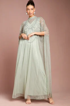 Coast Robe Mi-Longue en Mousseline Richement Ornée<Femme Robes Mi-Longues|Robes
