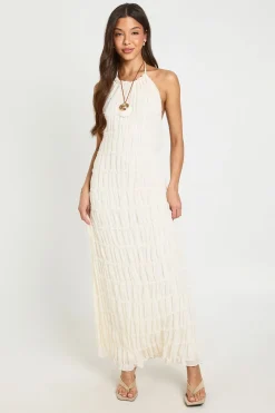 Robe Mi-longue En Mousseline Texturée Dos Nu
