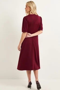 Robe Mi-Longue en Ponte avec Détails Mors Petite Taille