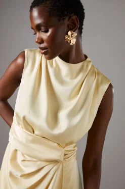 Coast Robe Mi-Longue en Satin avec Taille Torsadée<Femme Robes Mi-Longues|Satin Et Dentelle