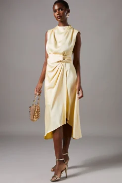 Coast Robe Mi-Longue en Satin avec Taille Torsadée<Femme Robes Mi-Longues|Satin Et Dentelle