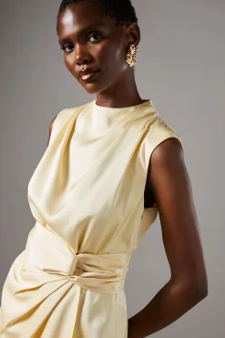 Coast Robe Mi-Longue en Satin avec Taille Torsadée<Femme Robes Mi-Longues|Satin Et Dentelle